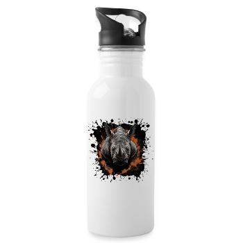 Rhino Animal Splash of Color - Water bottle with straw - white - Right