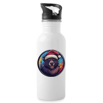 Ours avec le Père Noël Hat - Gourde avec paille intégrée - blanc - Droite