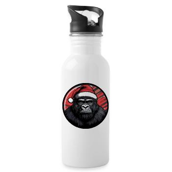 Gorilla Santa Festive Night - Water bottle with straw - white - Right