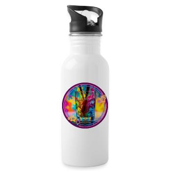 Colored Neon Psyedelic Glass - Water bottle with straw - white - Right