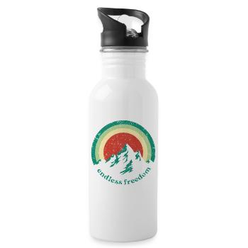 Endless Freedom Mountain Rainbow in retro design - Water bottle with straw - white - Right