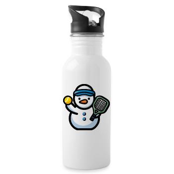 Tennis Snowman Christmas Sports - Water bottle with straw - white - Right