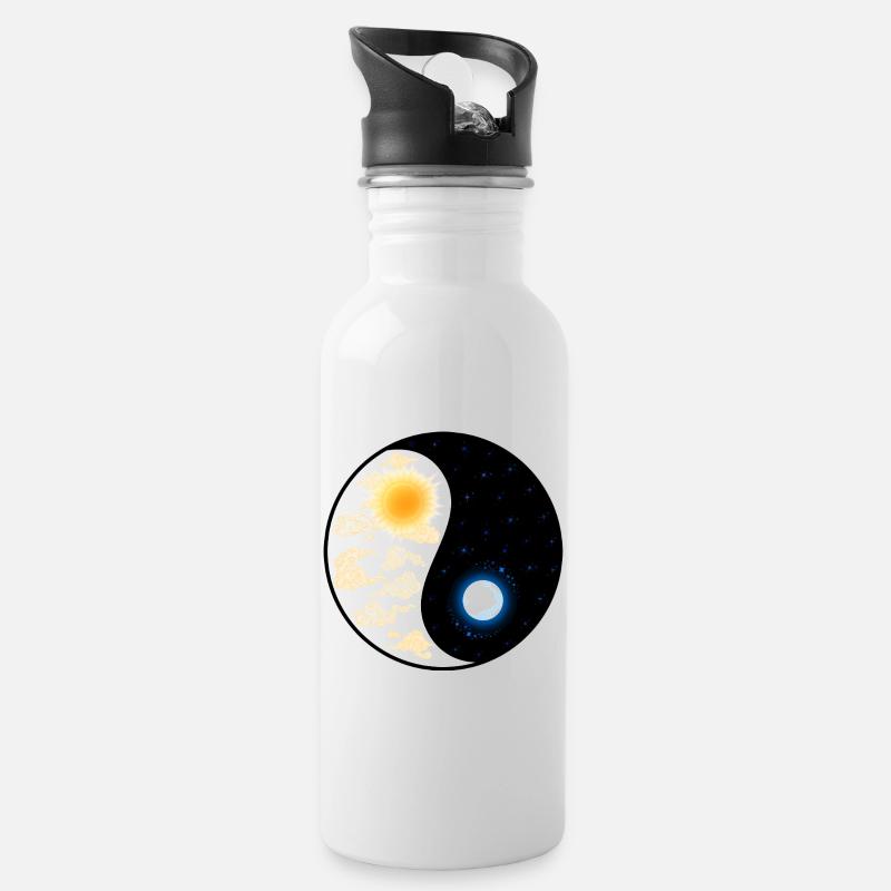 yin yang - Gourde avec paille intégrée - blanc