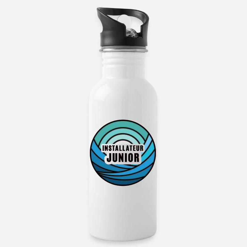 Junior Installateur Nachfolger Nachwuchs Azubi - Trinkflasche mit integriertem Trinkhalm - Weiß