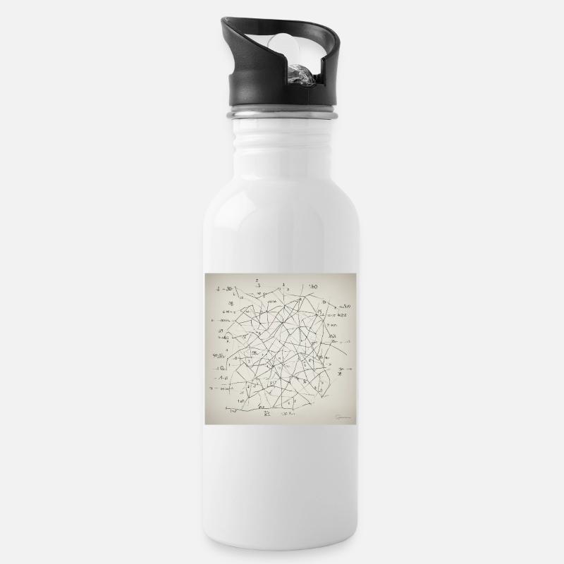 Abstraktes neuronales Netzwerk - Trinkflasche mit integriertem Trinkhalm - Weiß
