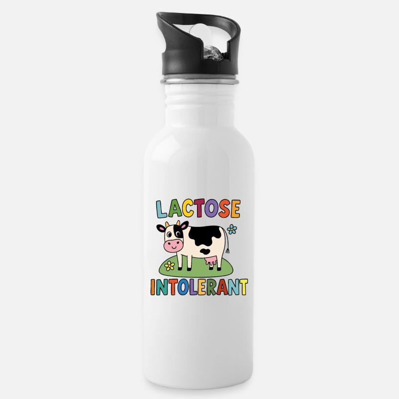 Intolérant au lactose – Intolérance drôle aux vaches - Gourde avec paille intégrée - blanc