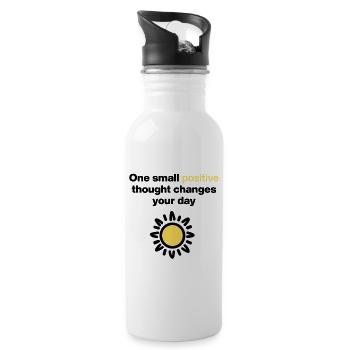 One small positive thought. Positive, mental health - Water bottle with straw - white - Right