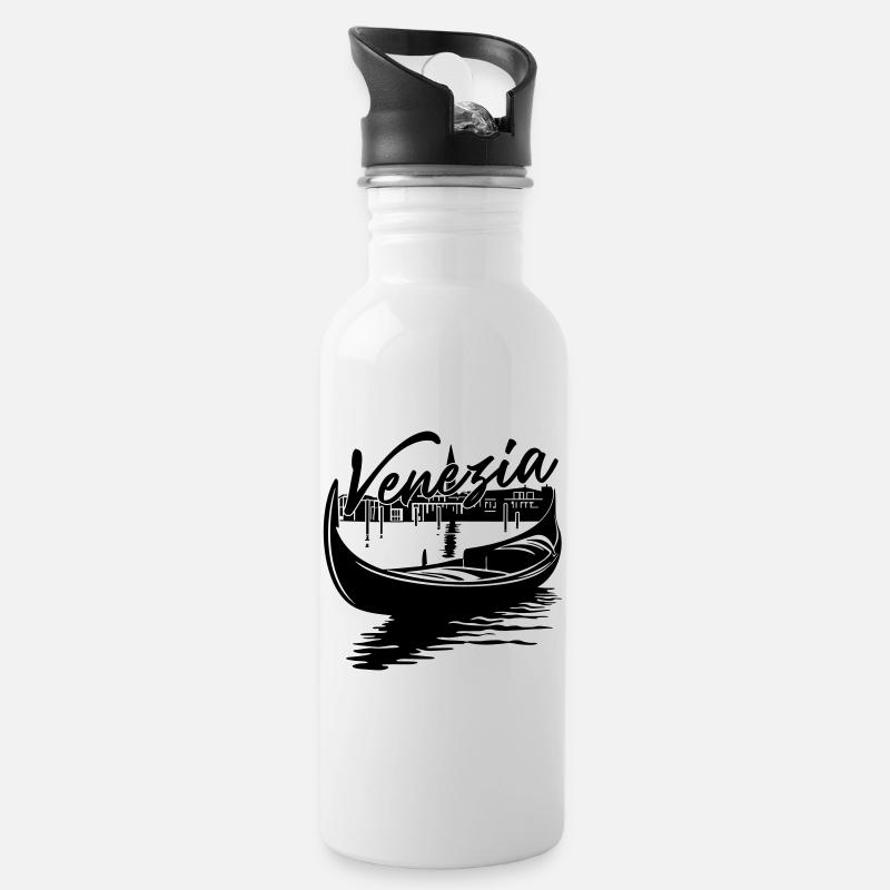 venezia - Water bottle with straw - white