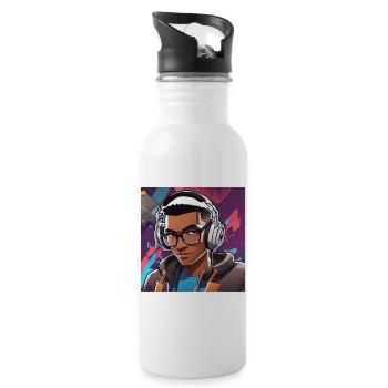 Avatar Gamer néon avec casque - Gourde avec paille intégrée - blanc - Droite