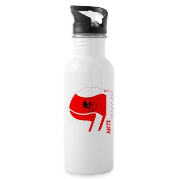 Antifascista Vertical Lettering & Drapeau (w-rouge) - Gourde avec paille intégrée - blanc - Droite