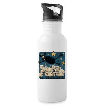 Schwarzes Schaf - Trinkflasche mit integriertem Trinkhalm - Weiß - Rechts