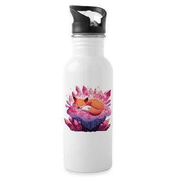 Little Fox on Crystal Cupcake - Water bottle with straw - white - Right