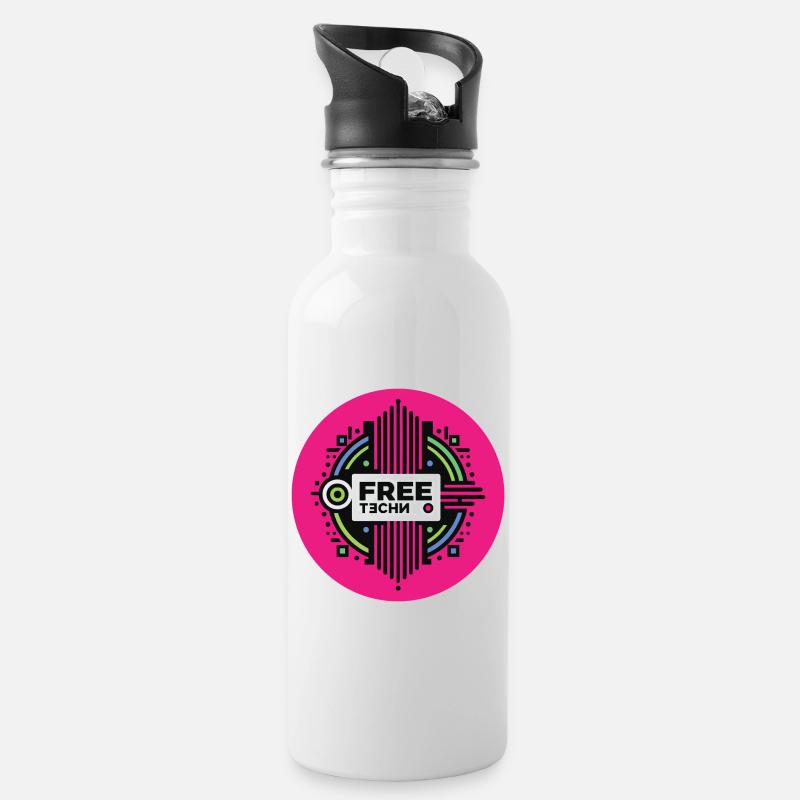 FREE TECHNO #2 - let's talk - Water bottle with straw - white