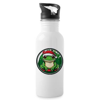 Frog Christmas Comic - Water bottle with straw - white - Right