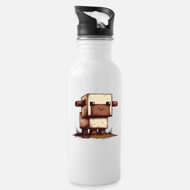 Look rétro de Pixel Sheep - Gourde avec paille intégrée - blanc