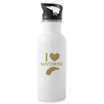 I love Santorini Gold - Water bottle with straw - white - Right