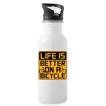 La vie est meilleure à vélo. Cyclisme Sport - Gourde avec paille intégrée - blanc - Droite