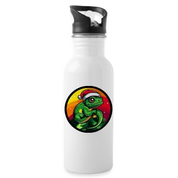 Santa Frog Christmas - Water bottle with straw - white - Right
