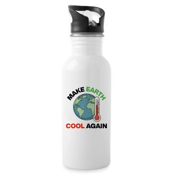 Rendre la Terre Cool à Nouveau – Agir maintenant - Gourde avec paille intégrée - blanc - Droite