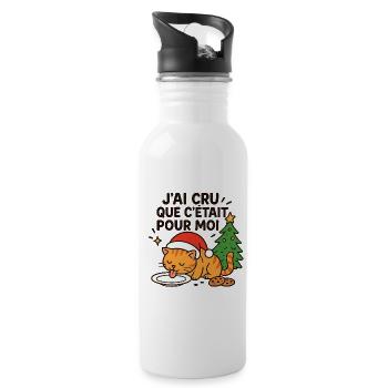 Christmas Festive Cat: For Me - Water bottle with straw - white - Right