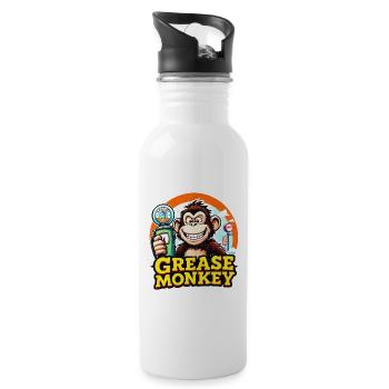 GreaseMonkey Retro-Kraftstoffpumpe - Trinkflasche mit integriertem Trinkhalm - Weiß - Rechts