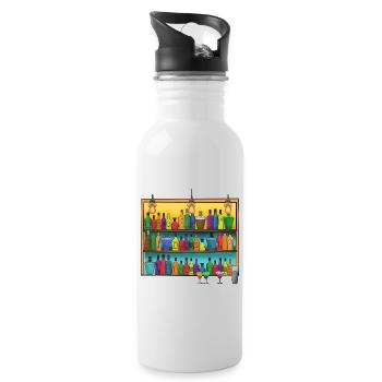 Colorful Bar Bottles Collage - Water bottle with straw - white - Right