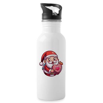 Weihnachtsmannherz-Umarmung - Trinkflasche mit integriertem Trinkhalm - Weiß - Rechts