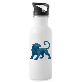 Lion géométrique bleu - Gourde avec paille intégrée - blanc - Droite