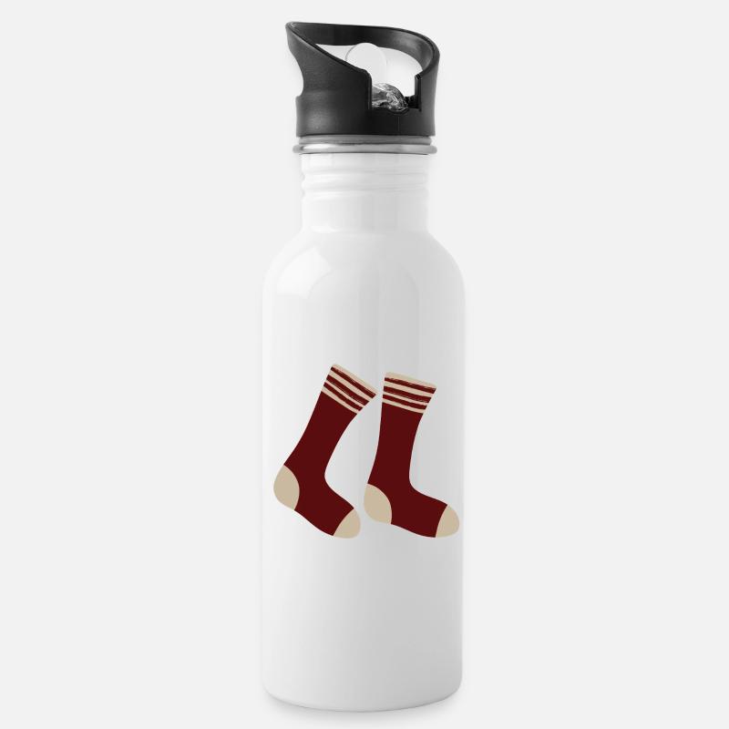 Chaussettes à orteils rayés bordeaux - Gourde avec paille intégrée - blanc