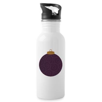 Swirled Purple Ornament - Water bottle with straw - white - Right