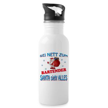 SANTA BARTENDER - Water bottle with straw - white - Right