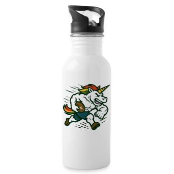 Unicorn Football Speed Mascot Power Design - Water bottle with straw - white - Right