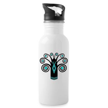 Bird graphic - Water bottle with straw - white - Right