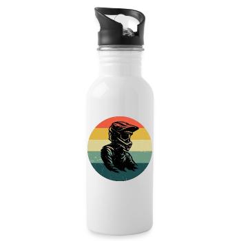 Vintage Motocross Design für Motocross - Trinkflasche mit integriertem Trinkhalm - Weiß - Rechts