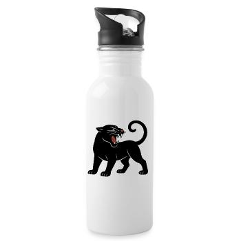 Schwarzer Panther Brüllt - Water bottle with straw - white - Right