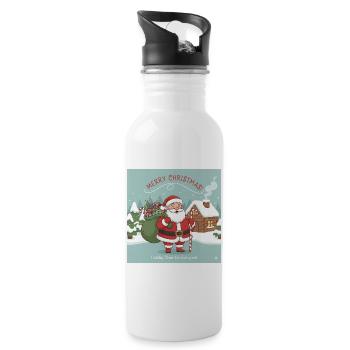 Christmas Santa with sack and candy cane - Water bottle with straw - white - Right
