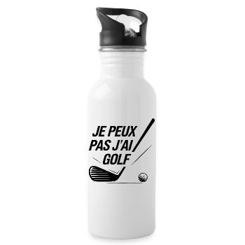 Je_peux_pas_j-ai_Golf - Trinkflasche mit integriertem Trinkhalm - Weiß - Rechts