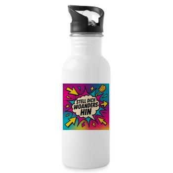 Stell Dich Woanders Hin Popart - Trinkflasche mit integriertem Trinkhalm - Weiß - Rechts