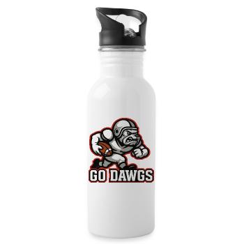 Go Dawgs Bulldog Football Mascot Fan Design - Water bottle with straw - white - Right