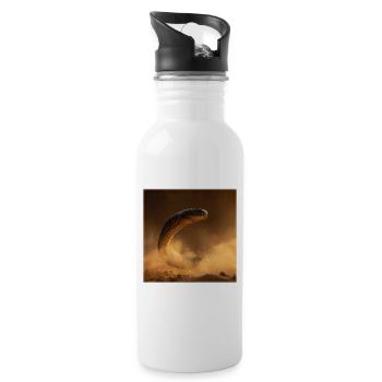 Golden Cobra in the Desert Desert Dust - Water bottle with straw - white - Right
