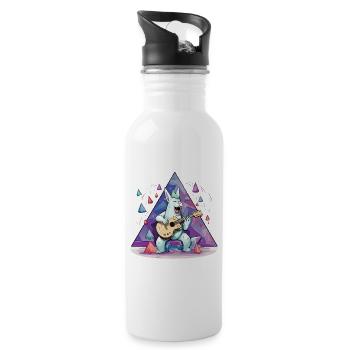 Crystal Bunny with Guitar - Water bottle with straw - white - Right