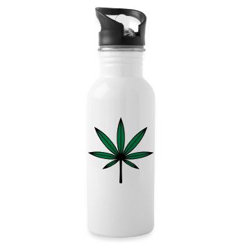 Cannabis / Marijuana / Feuille de chanvre (2C) - Gourde avec paille intégrée - blanc - Droite