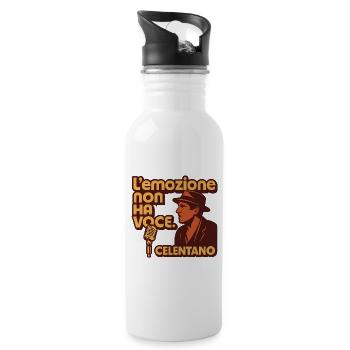 L'emozione non ha voce - Trinkflasche mit integriertem Trinkhalm - Weiß - Rechts