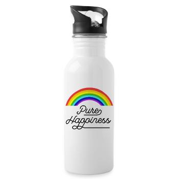 Regenbogen, reine, farbenfrohe Glückseligkeit - Trinkflasche mit integriertem Trinkhalm - Weiß - Rechts