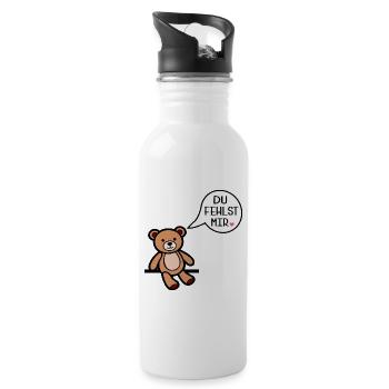 Tu me manques - ours - Gourde avec paille intégrée - blanc - Droite