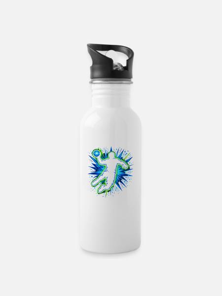 Handballer Handball Kinder Jungen Handballspieler - Trinkflasche mit integriertem Trinkhalm - Weiß