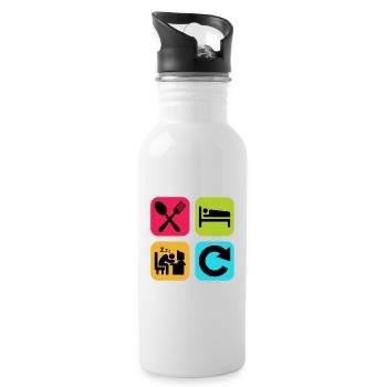 Eat Sleep Work Repeat Funny Quote Job - Water bottle with straw - white - Right