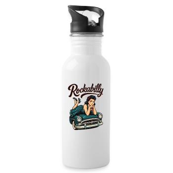 Cadeau de fille pin-up pour voitures vintage rockabilly - Gourde avec paille intégrée - blanc - Droite