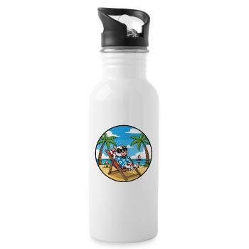 Ambiance estive des vacances à Cool Cow Beach - Gourde avec paille intégrée - blanc - Droite