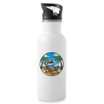 Coole Bulldog-Strandferien-Sommerstimmung - Trinkflasche mit integriertem Trinkhalm - Weiß - Rechts